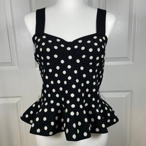 Express Women's Body Contour Polka Dot Sweater Medium Black and Off White